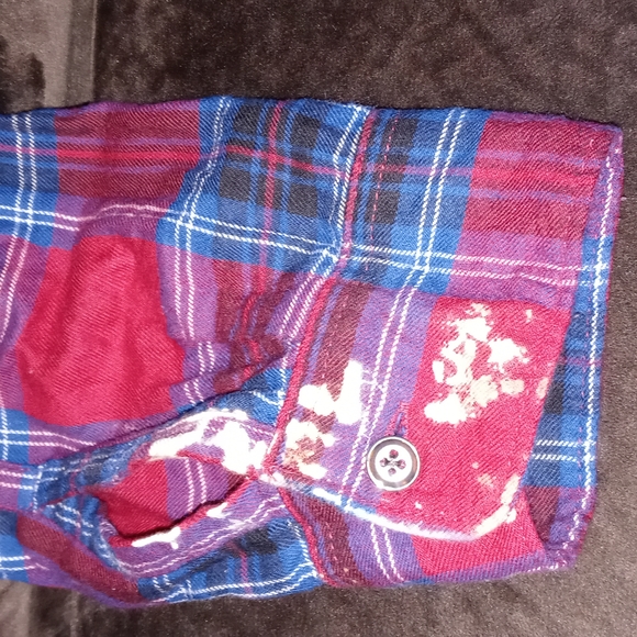 "OLD NAVY" red/white/blue plaid button down fleece - Picture 5 of 5